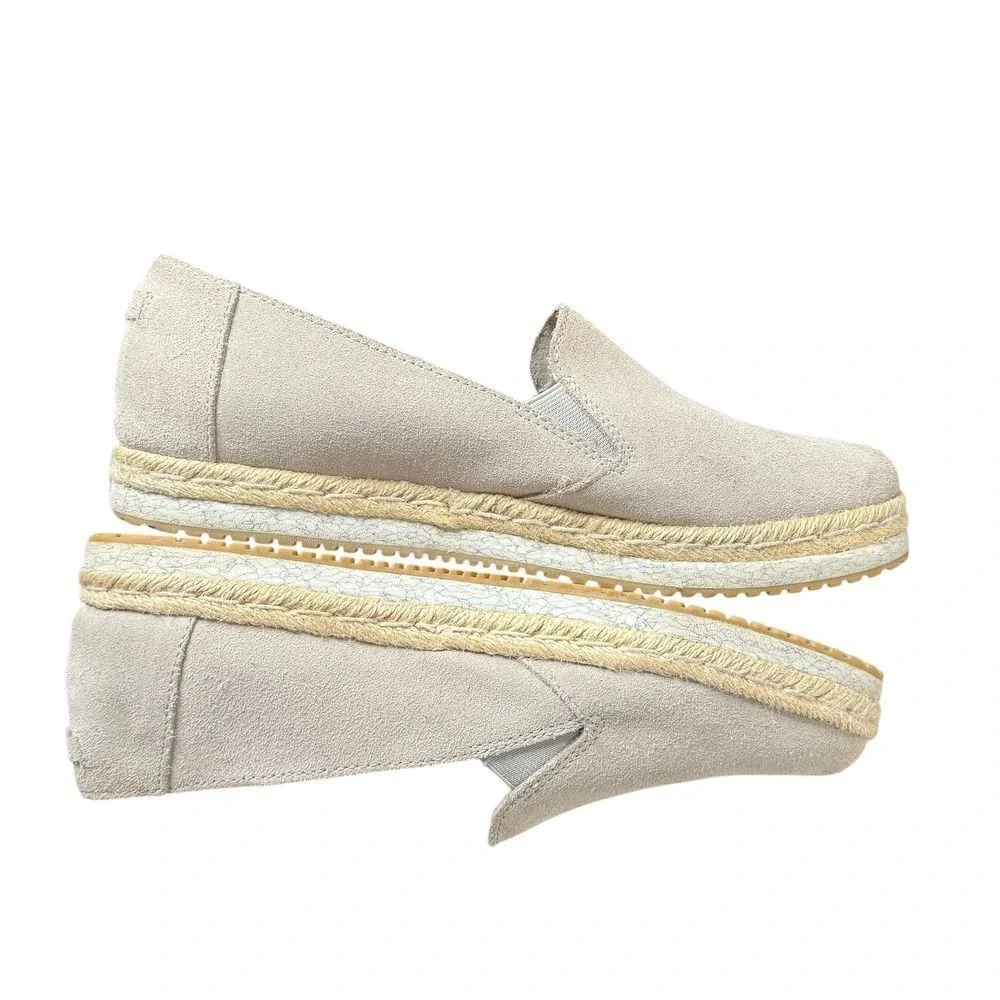 TOMS Palma Suede Platform‎ Espadrille Slip On Jute Shoes Womens 10 Minimalist
